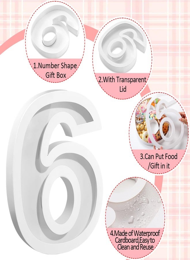 Tellingyou 11.8" 2025 Graduation Cardboard Number Shaped for Bachelorette Wedding Fillable Serving Tray Box Paper Mache with Clear Lid for Charcuterie Cupcake Anniversary Birthday(Number 6/9) - Image 5
